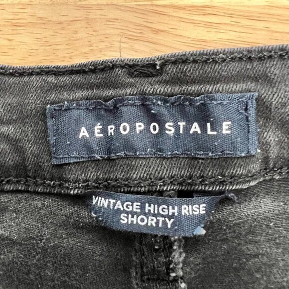 Aeropostale Cut Off Distressed High Rise Denim Shorts Black Womens Size 12 - Picture 9 of 10